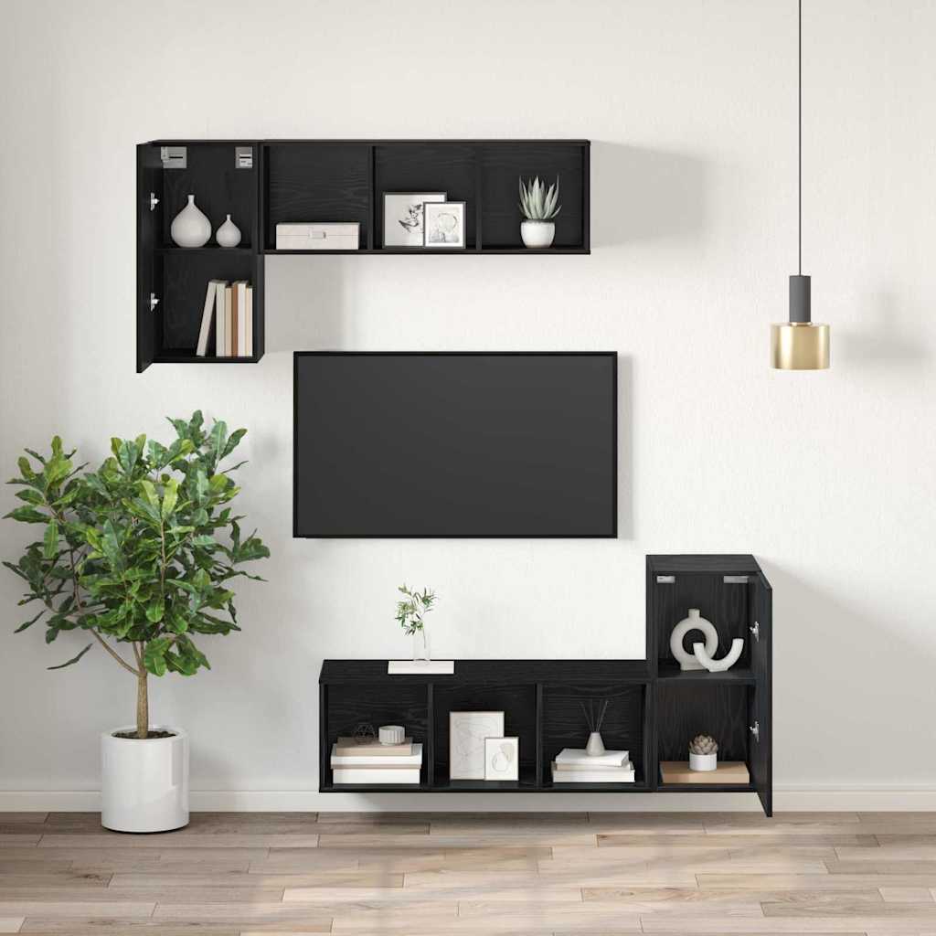 TV Cabinet Set 30.5x30x60 cm Engineered Wood 2 pcs Black oak