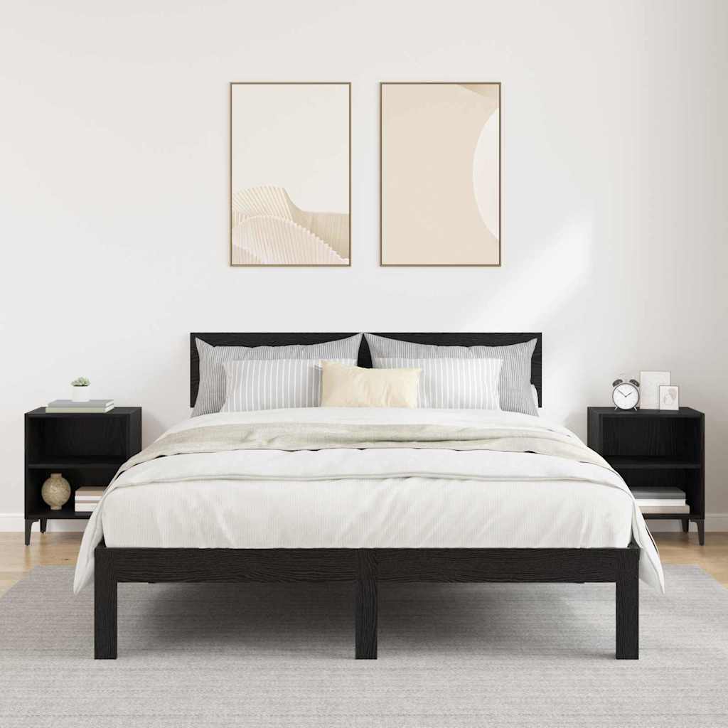 Bed Cabinets with Metal Legs 40x30x50 cm 2 pcs Black oak