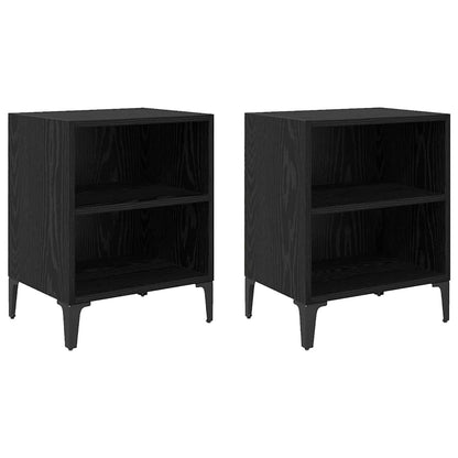 Bed Cabinets with Metal Legs 40x30x50 cm 2 pcs Black oak