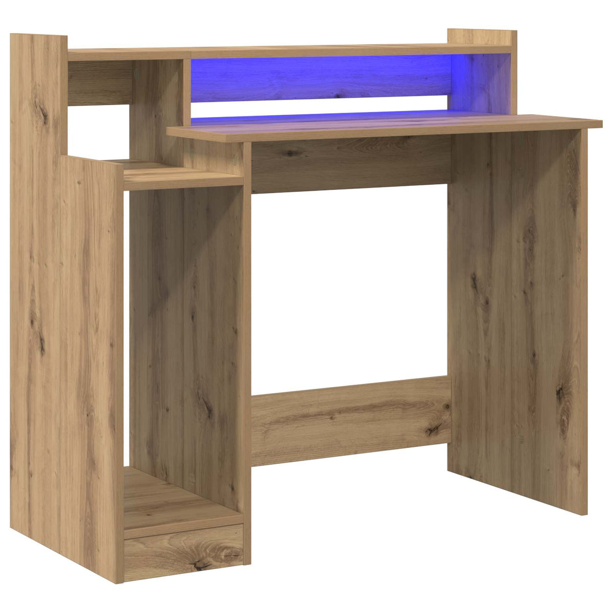 Desk with LED Lights 97x45x90 cm Engineered Wood Artisan oak