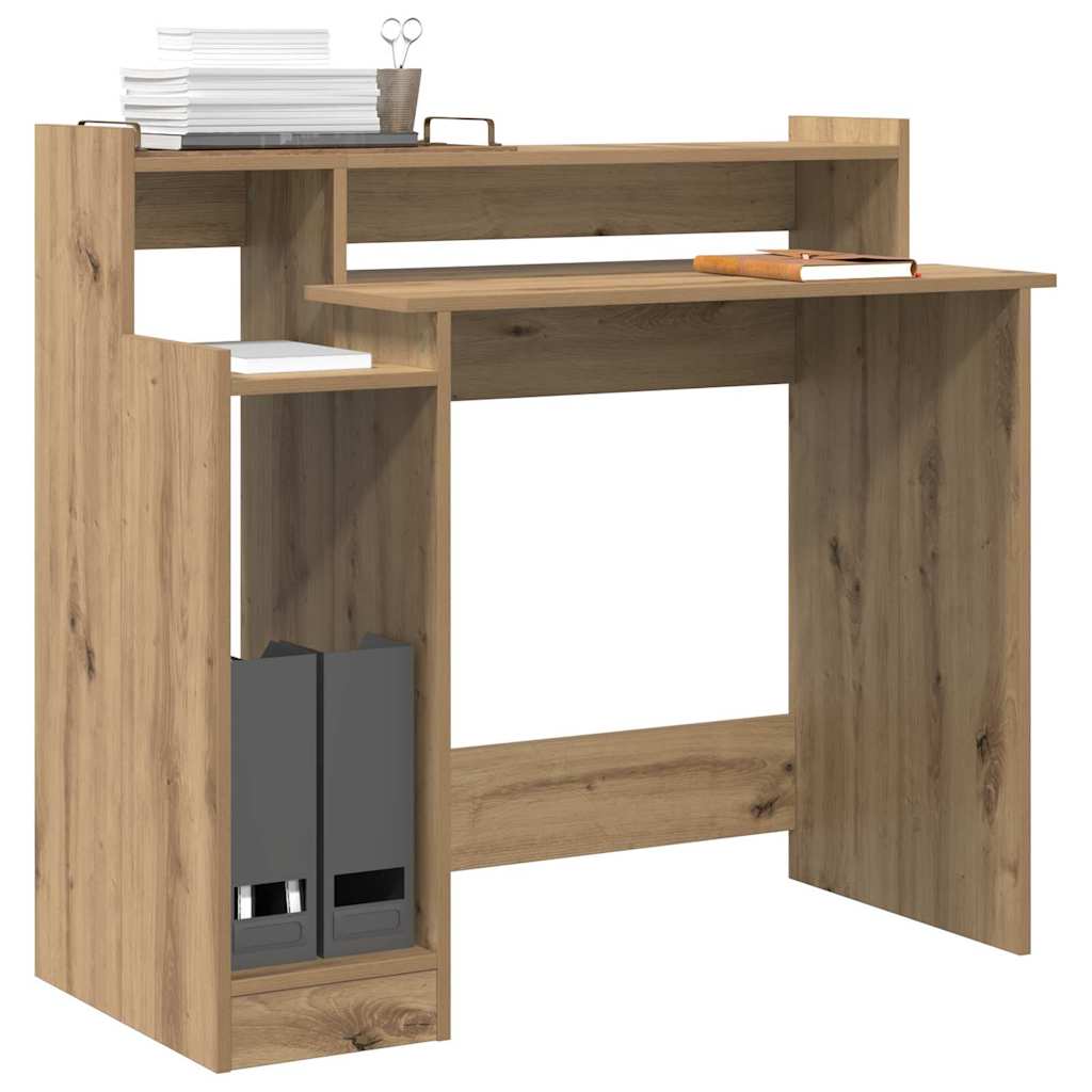 Desk with LED Lights 97x45x90 cm Engineered Wood Artisan oak