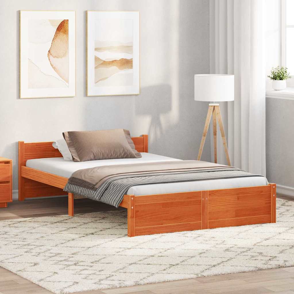 Bed Frame without Mattress Solid Wood Length 190 cm Wax brown 120 cm