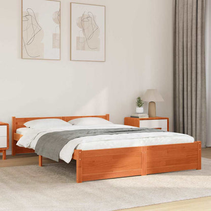 Bed Frame without Mattress Solid Wood Length 190 cm Wax brown 140 cm