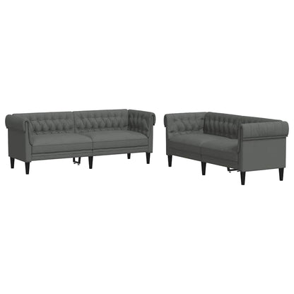 vidaXL Living Room Couch 2 pcs Dark Grey Fabric 2
