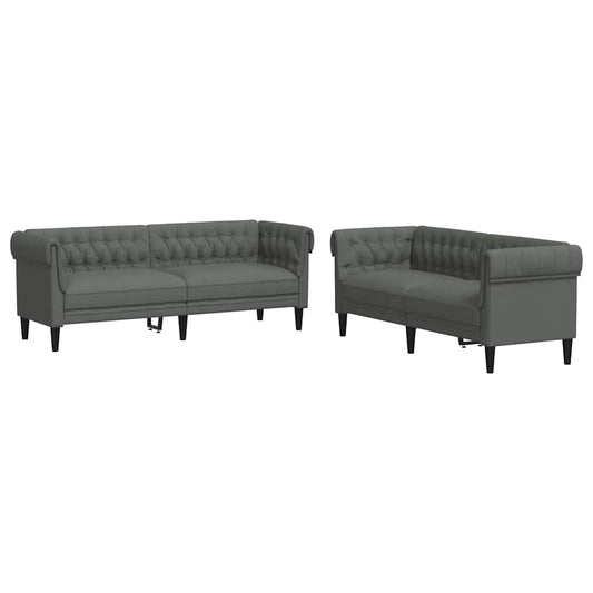 vidaXL Living Room Couch 2 pcs Dark Grey Fabric 2