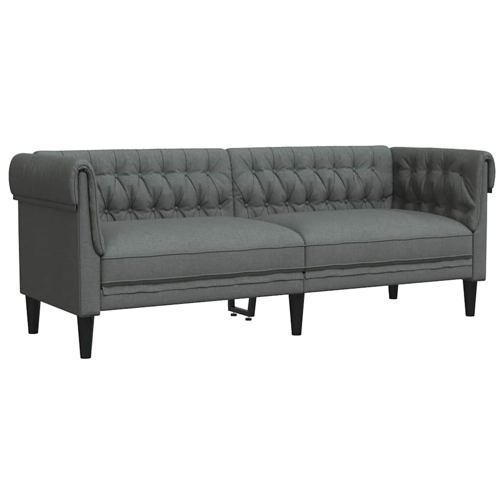 vidaXL Living Room Couch 2 pcs Dark Grey Fabric 5