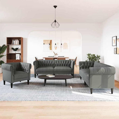 Living Room Couch 2 pcs Dark Grey Fabric 1-seater sofa +2-seater sofa +3-seater sofa