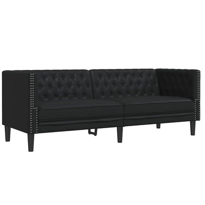 vidaXL Living Room Couch 2 pcs Black Faux Leather 4