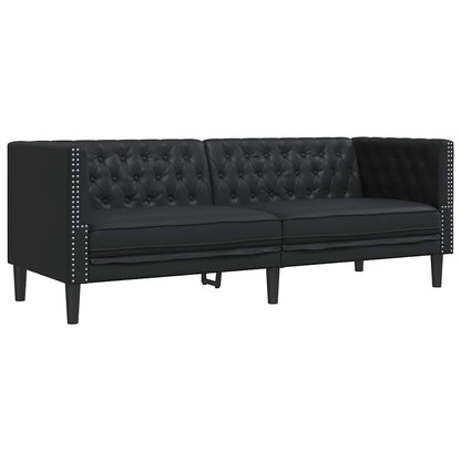 vidaXL Living Room Couch 3 pcs Black Faux Leather 4
