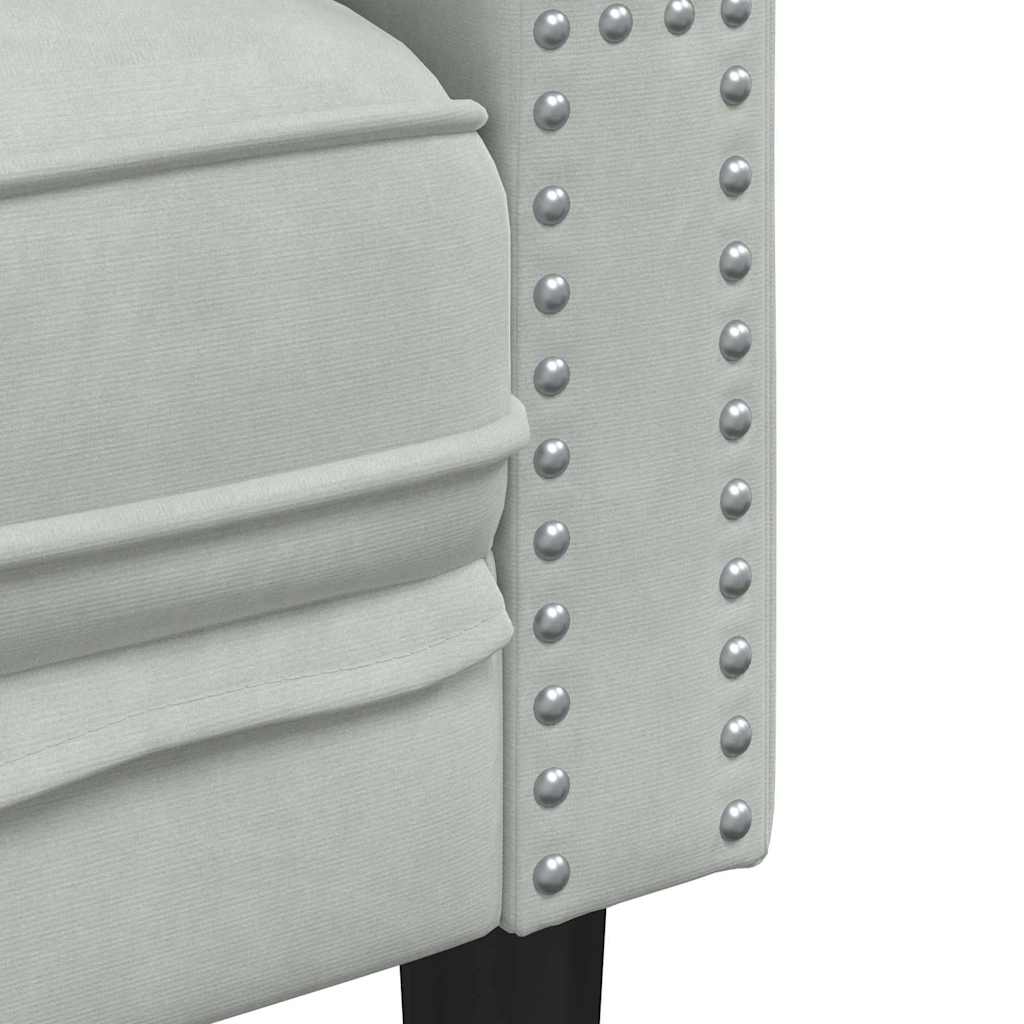 vidaXL Living Room Couch 2 pcs Light Grey Velvet 6
