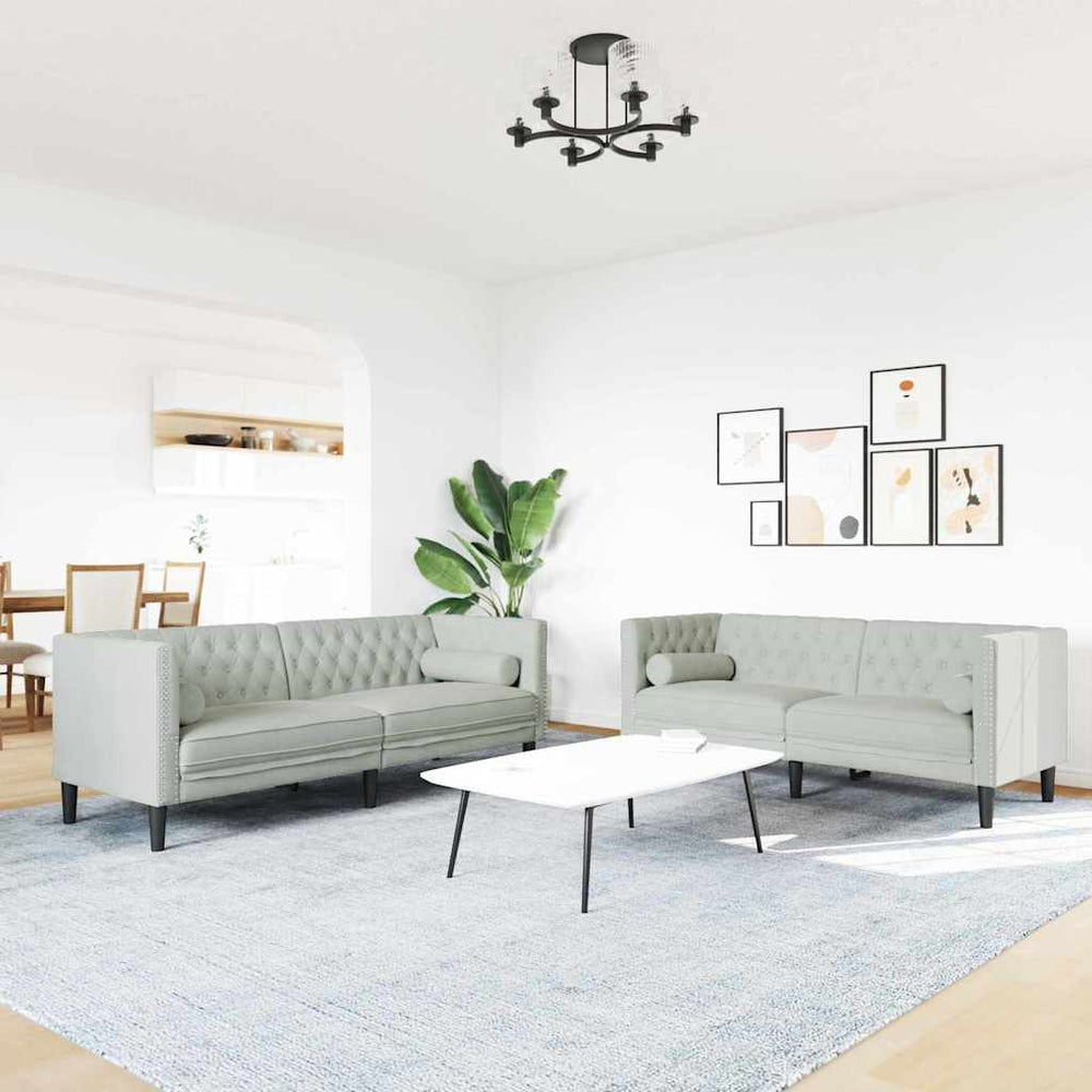 vidaXL Living Room Couch 2 pcs Light Grey Velvet