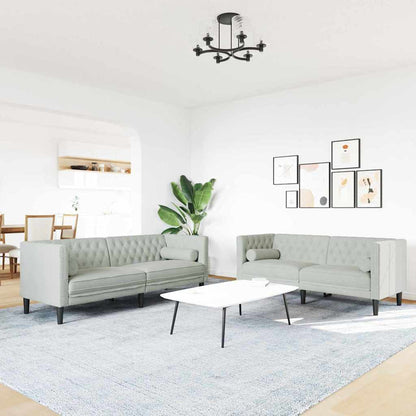 vidaXL Living Room Couch 2 pcs Light Grey Velvet 1
