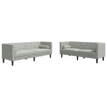 vidaXL Living Room Couch 2 pcs Light Grey Velvet 2