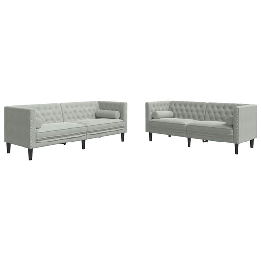 vidaXL Living Room Couch 2 pcs Light Grey Velvet 2