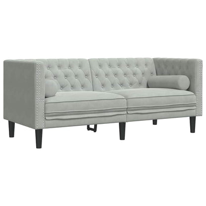 vidaXL Living Room Couch 2 pcs Light Grey Velvet 5
