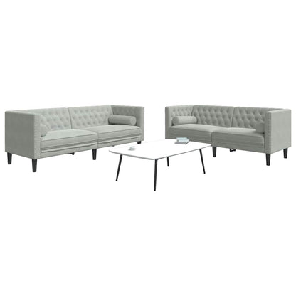 vidaXL Living Room Couch 2 pcs Light Grey Velvet 3