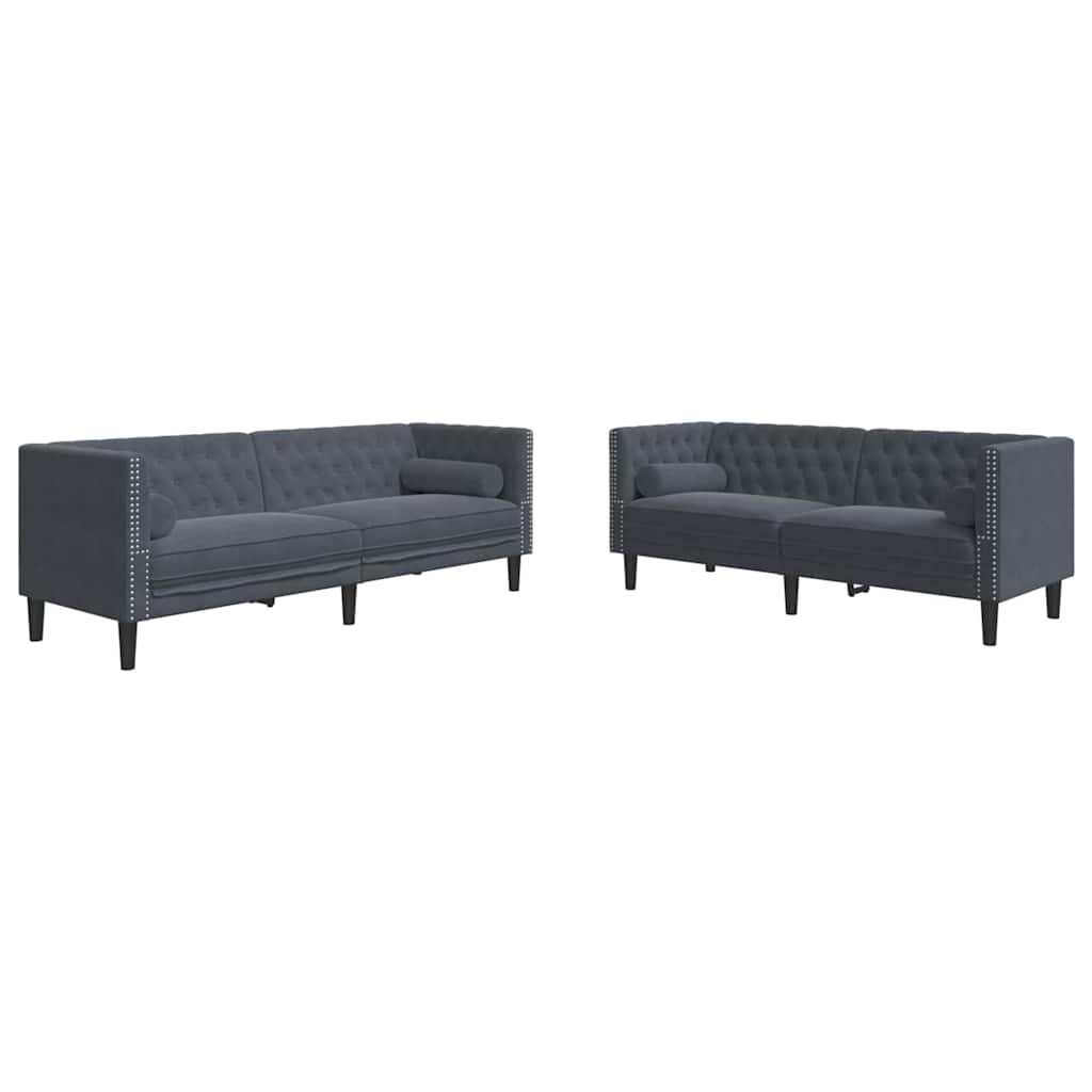 vidaXL Living Room Couch 2 pcs Dark Grey Velvet 2