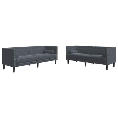 vidaXL Living Room Couch 2 pcs Dark Grey Velvet 2