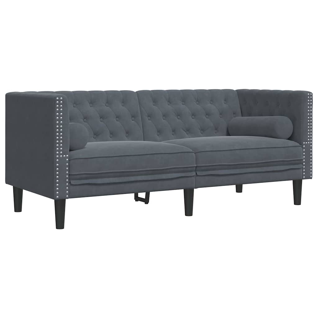 vidaXL Living Room Couch 2 pcs Dark Grey Velvet 4