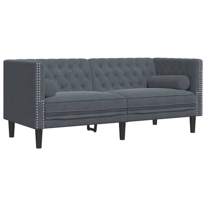 vidaXL Living Room Couch 2 pcs Dark Grey Velvet 4