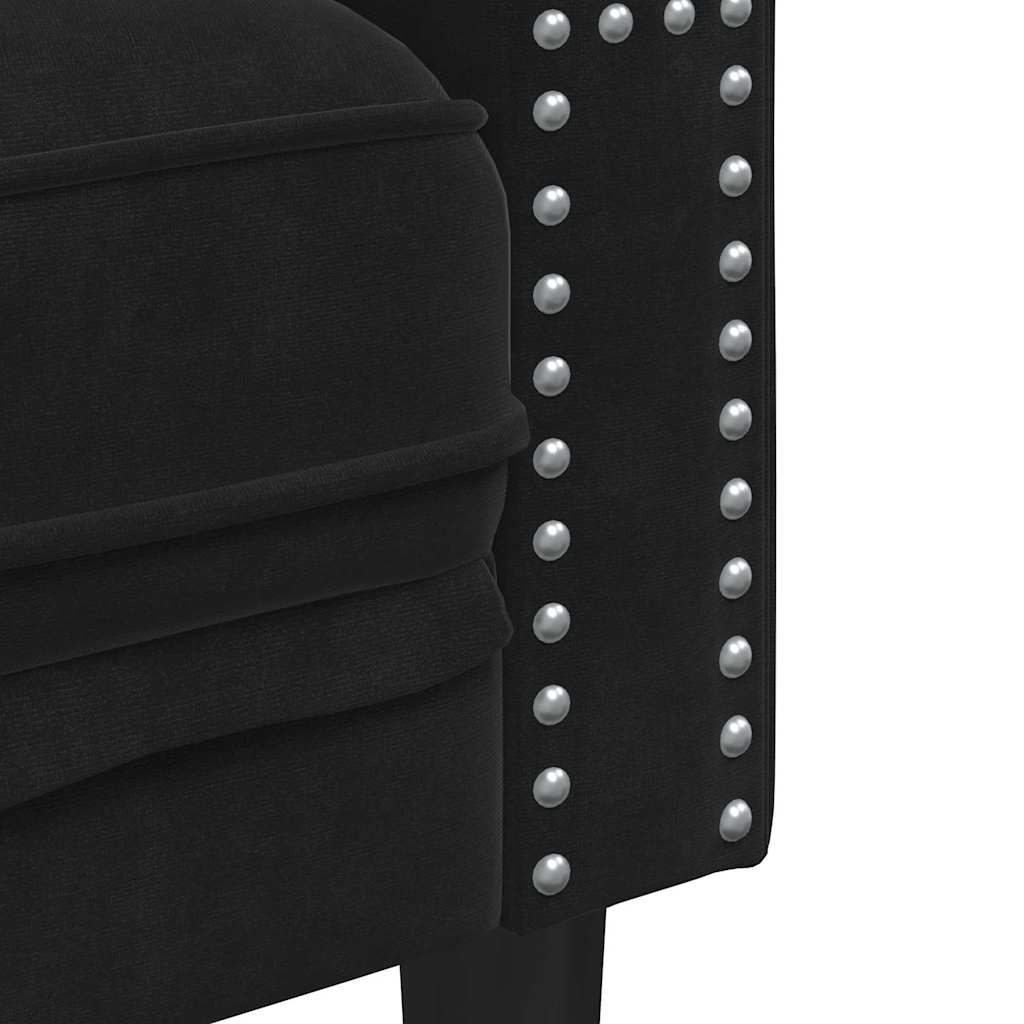 vidaXL Living Room Couch 2 pcs Black Velvet 6