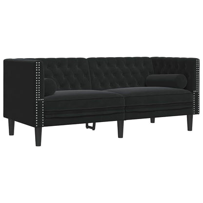 vidaXL Living Room Couch 2 pcs Black Velvet 5