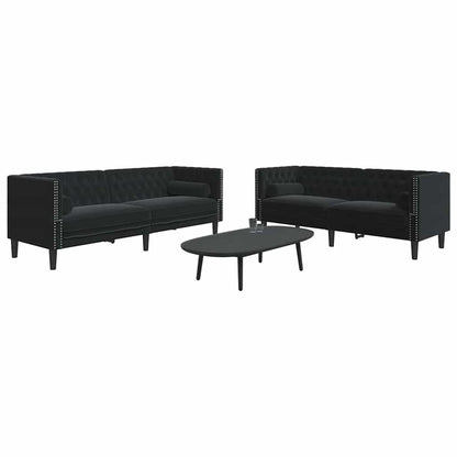vidaXL Living Room Couch 2 pcs Black Velvet 3