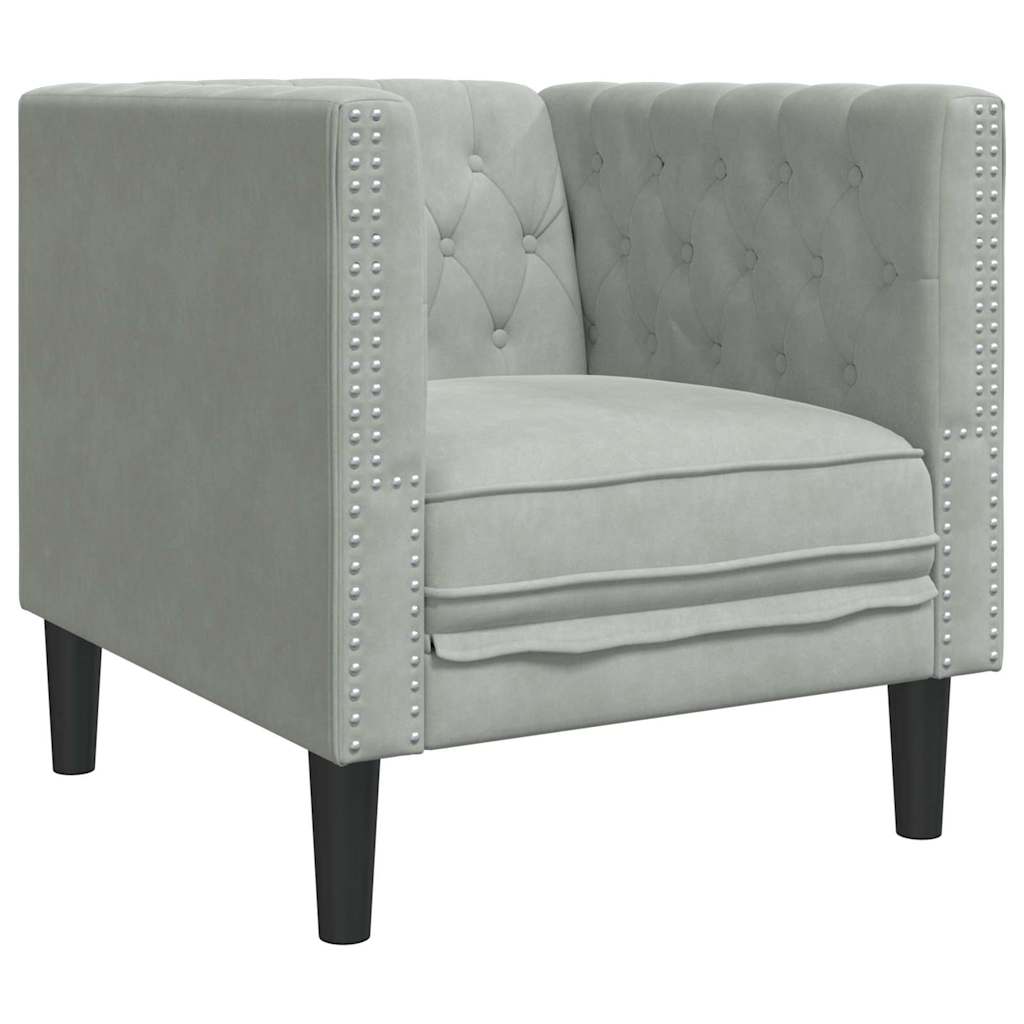 vidaXL Living Room Couch 3 pcs Light Grey Velvet 6