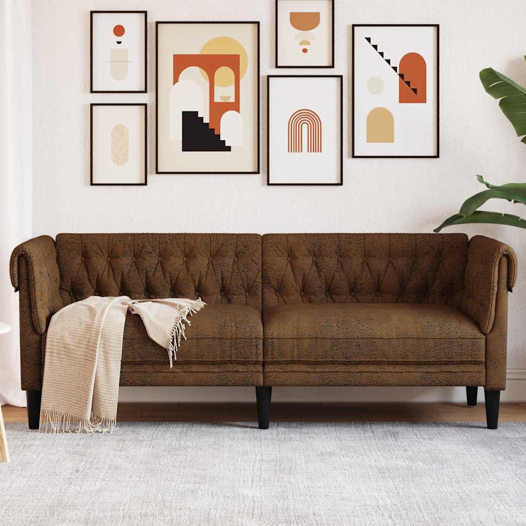 vidaXL Sofa Brown 201.5 x 74.5 x 74.5 cm Polyester 3