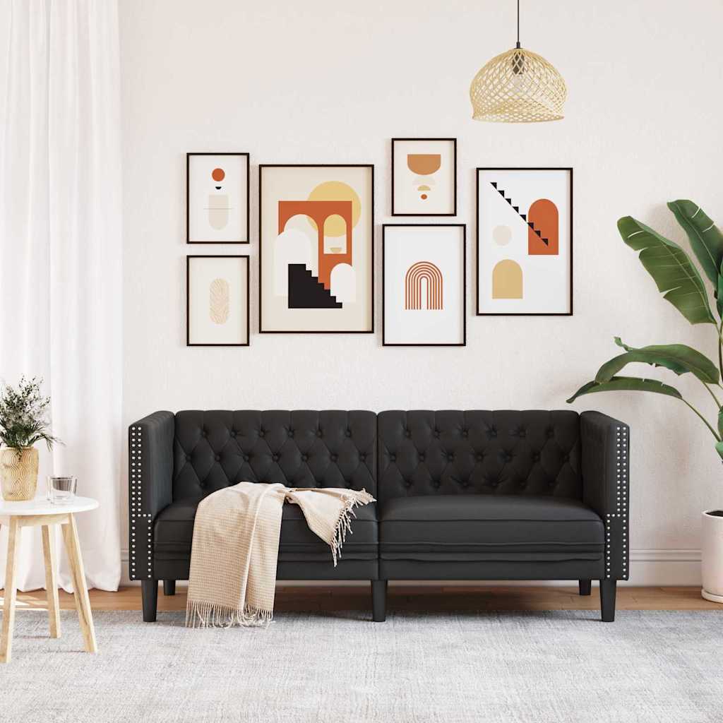 vidaXL Sofa Black 174 x 74.5 x 70.5 cm PVC 3