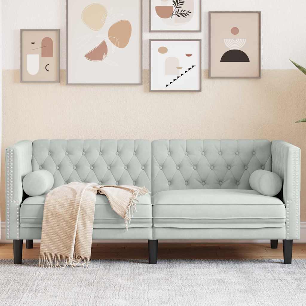 vidaXL Sofa Light Grey 174 x 74.5 x 70.5 cm Velvet 1
