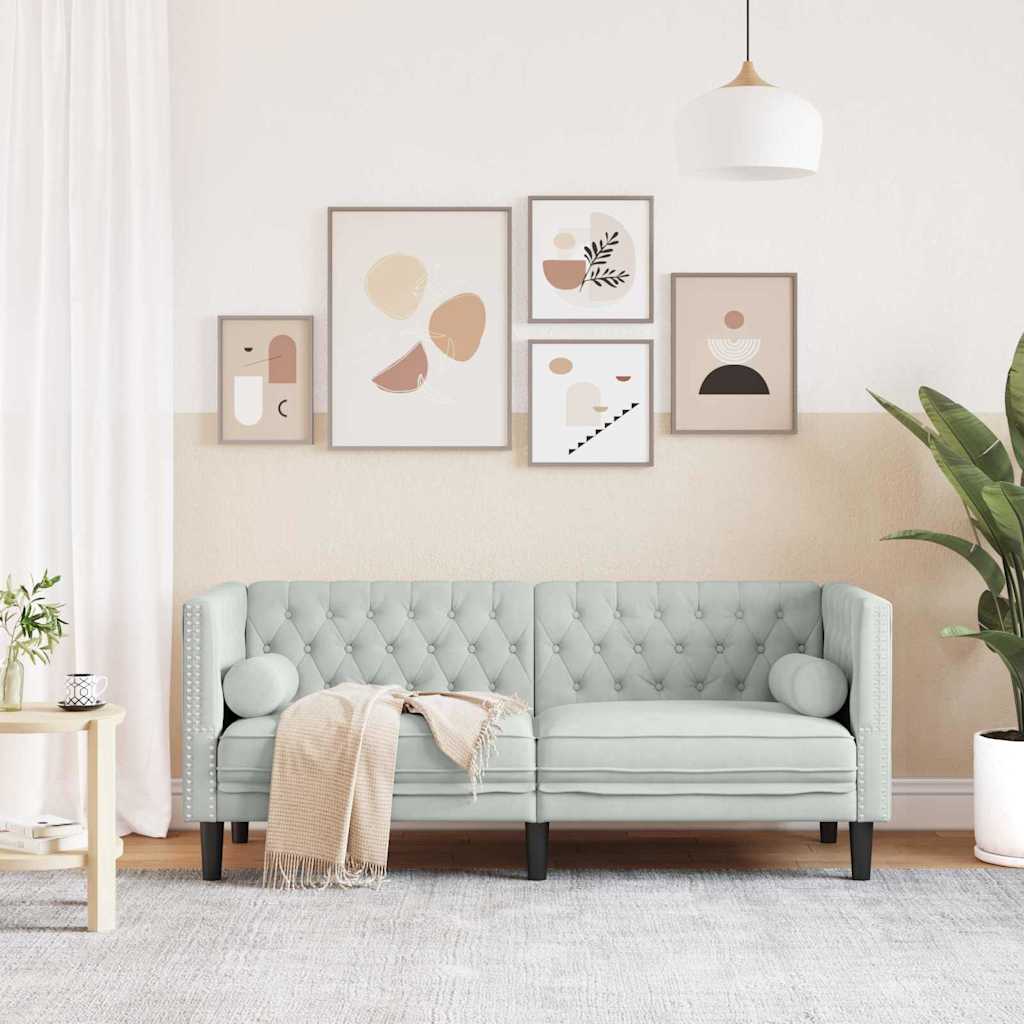 vidaXL Sofa Light Grey 174 x 74.5 x 70.5 cm Velvet 3