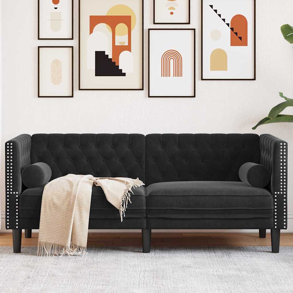 vidaXL Sofa Black 174 x 74.5 x 70.5 cm Velvet 1
