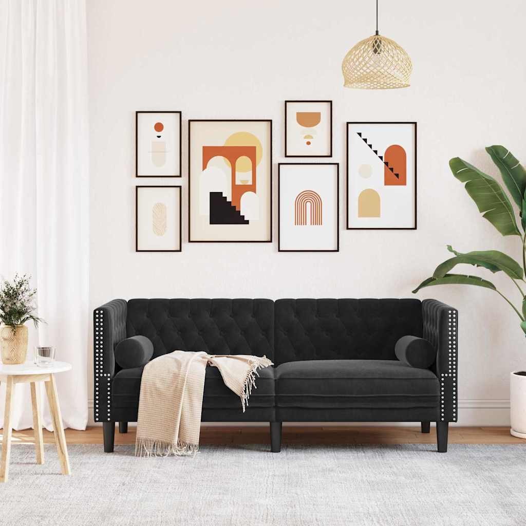 vidaXL Sofa Black 174 x 74.5 x 70.5 cm Velvet 3
