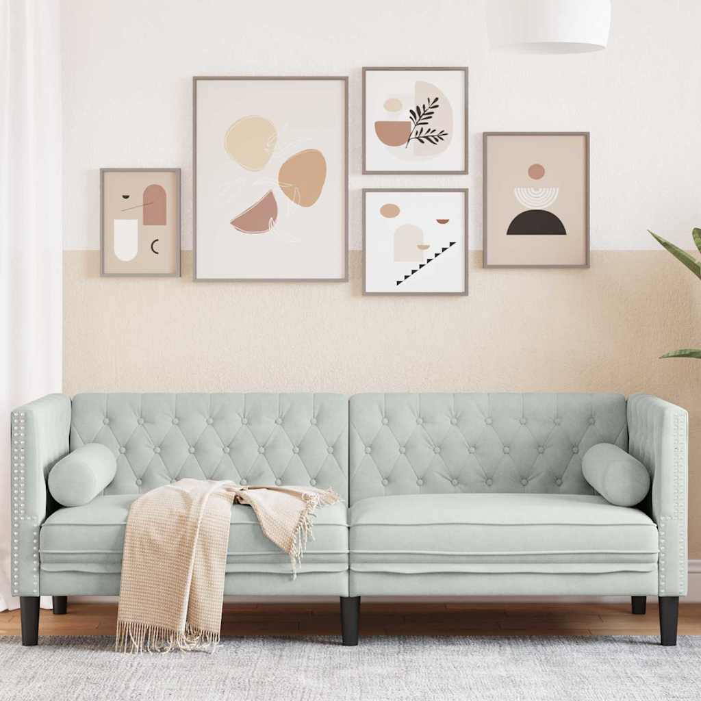 vidaXL Sofa Light Grey 194 x 74.5 x 70.5 cm Velvet 1