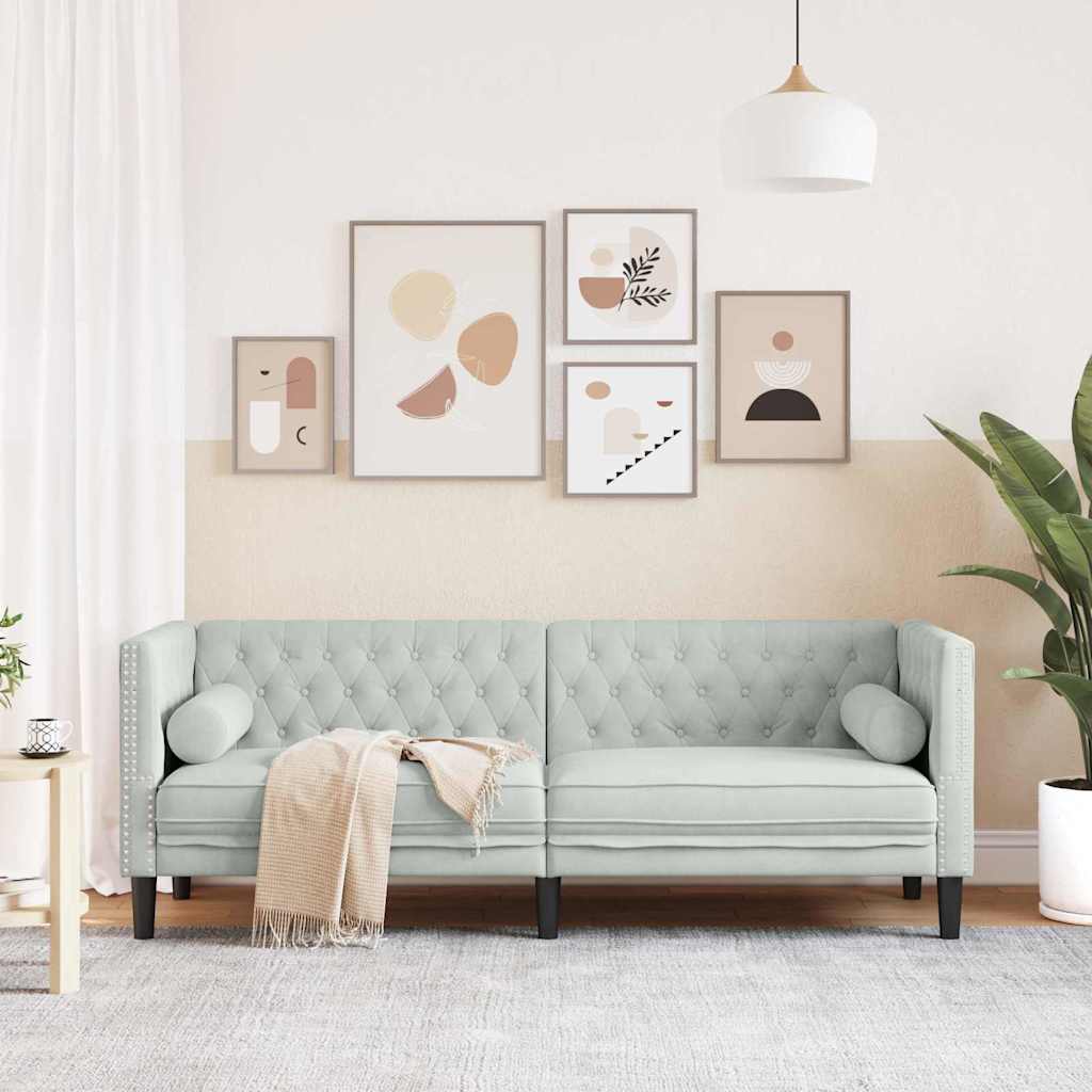 vidaXL Sofa Light Grey 194 x 74.5 x 70.5 cm Velvet 3
