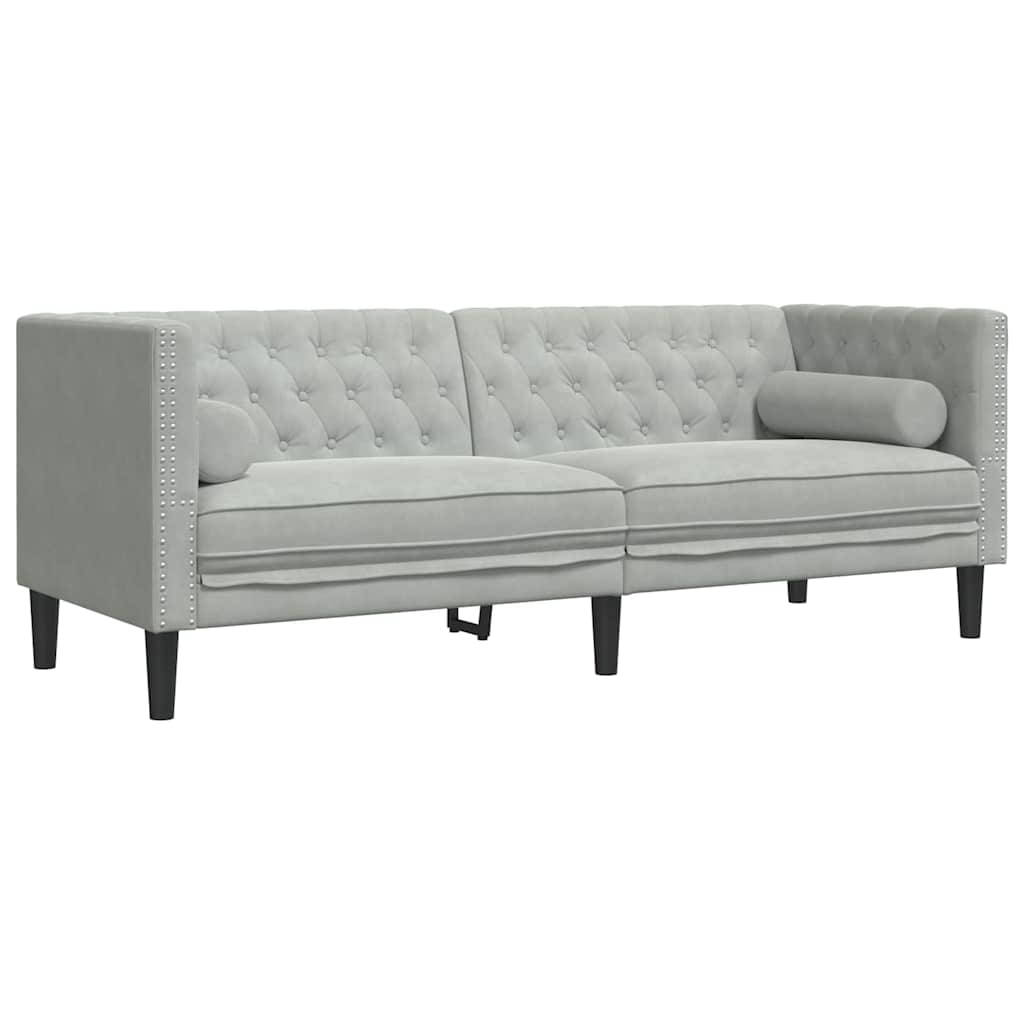 vidaXL Sofa Light Grey 194 x 74.5 x 70.5 cm Velvet 2