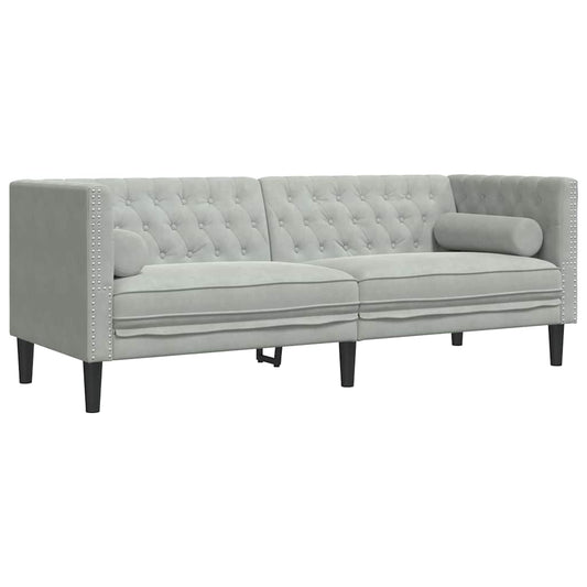 vidaXL Sofa Light Grey 194 x 74.5 x 70.5 cm Velvet 2