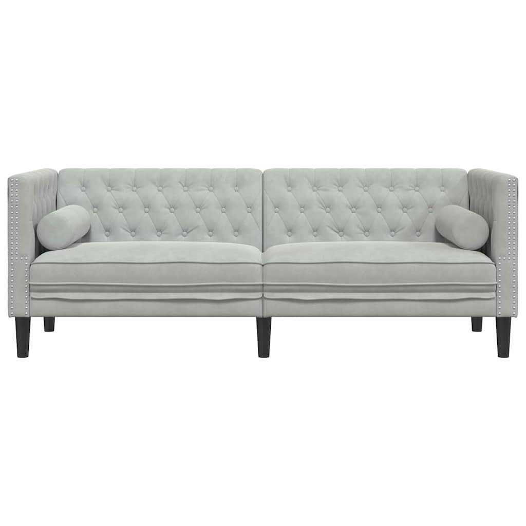 vidaXL Sofa Light Grey 194 x 74.5 x 70.5 cm Velvet 4