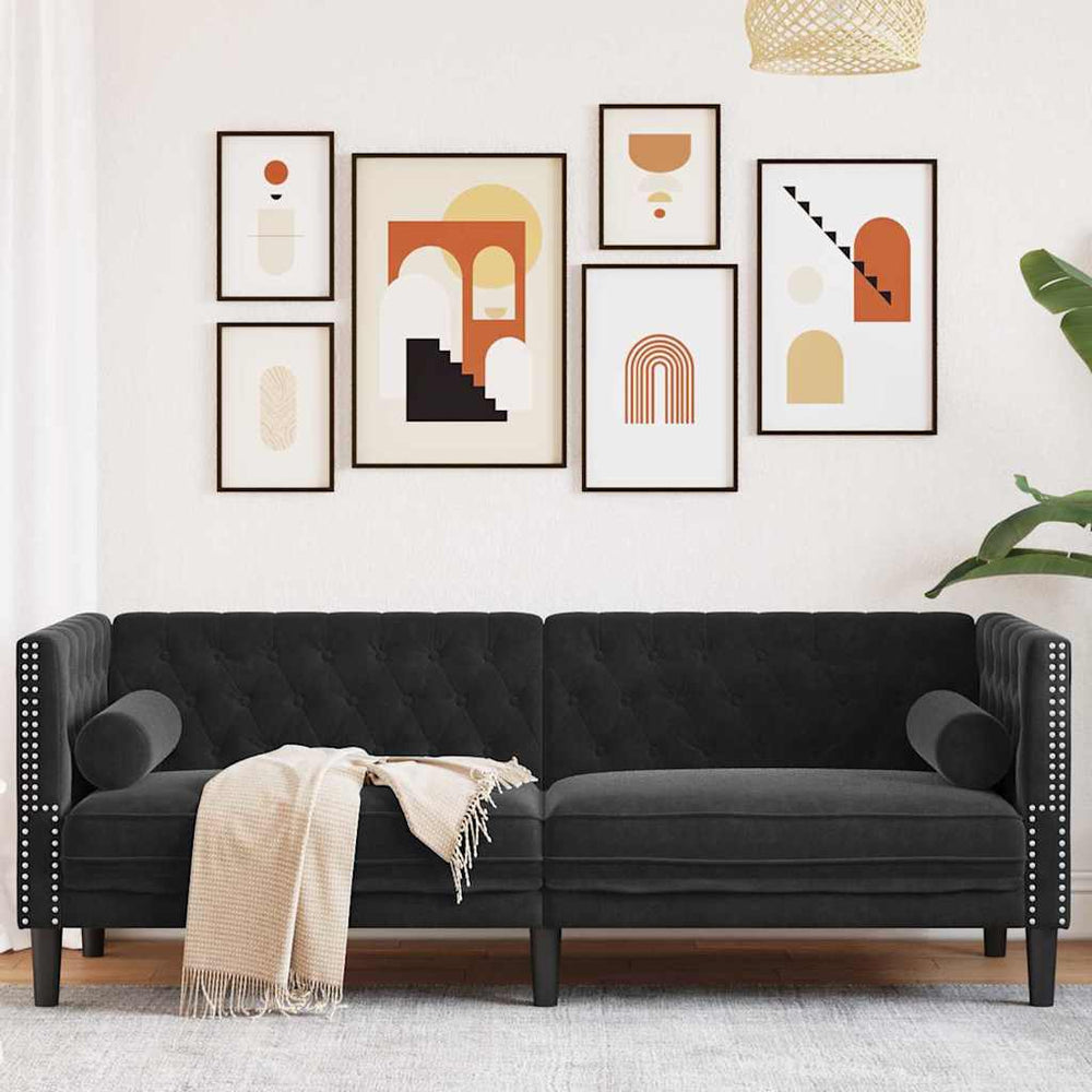 vidaXL Sofa Black 194 x 74.5 x 70.5 cm Velvet