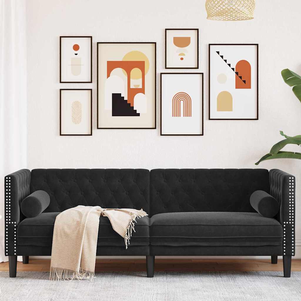 vidaXL Sofa Black 194 x 74.5 x 70.5 cm Velvet 1