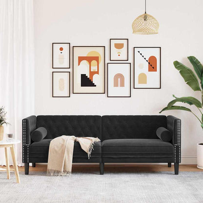 vidaXL Sofa Black 194 x 74.5 x 70.5 cm Velvet 3