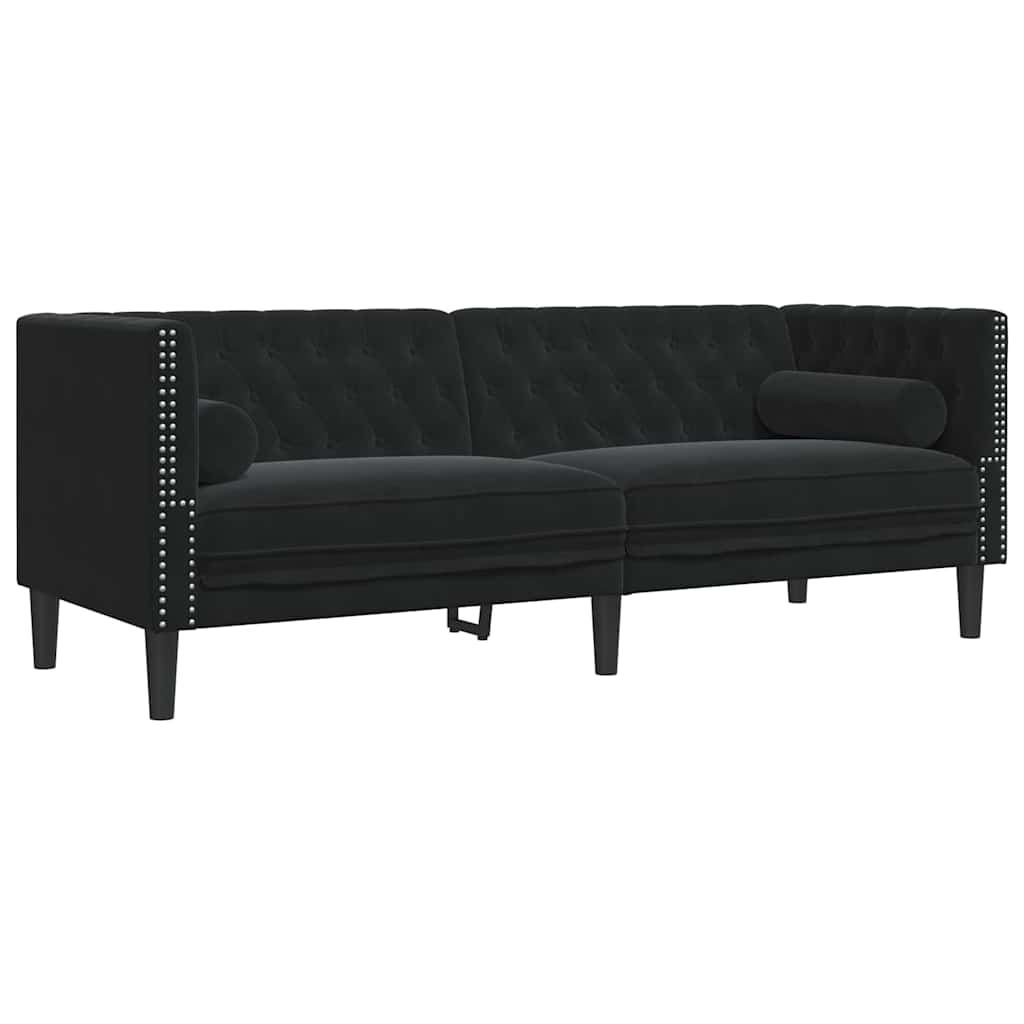 vidaXL Sofa Black 194 x 74.5 x 70.5 cm Velvet 2