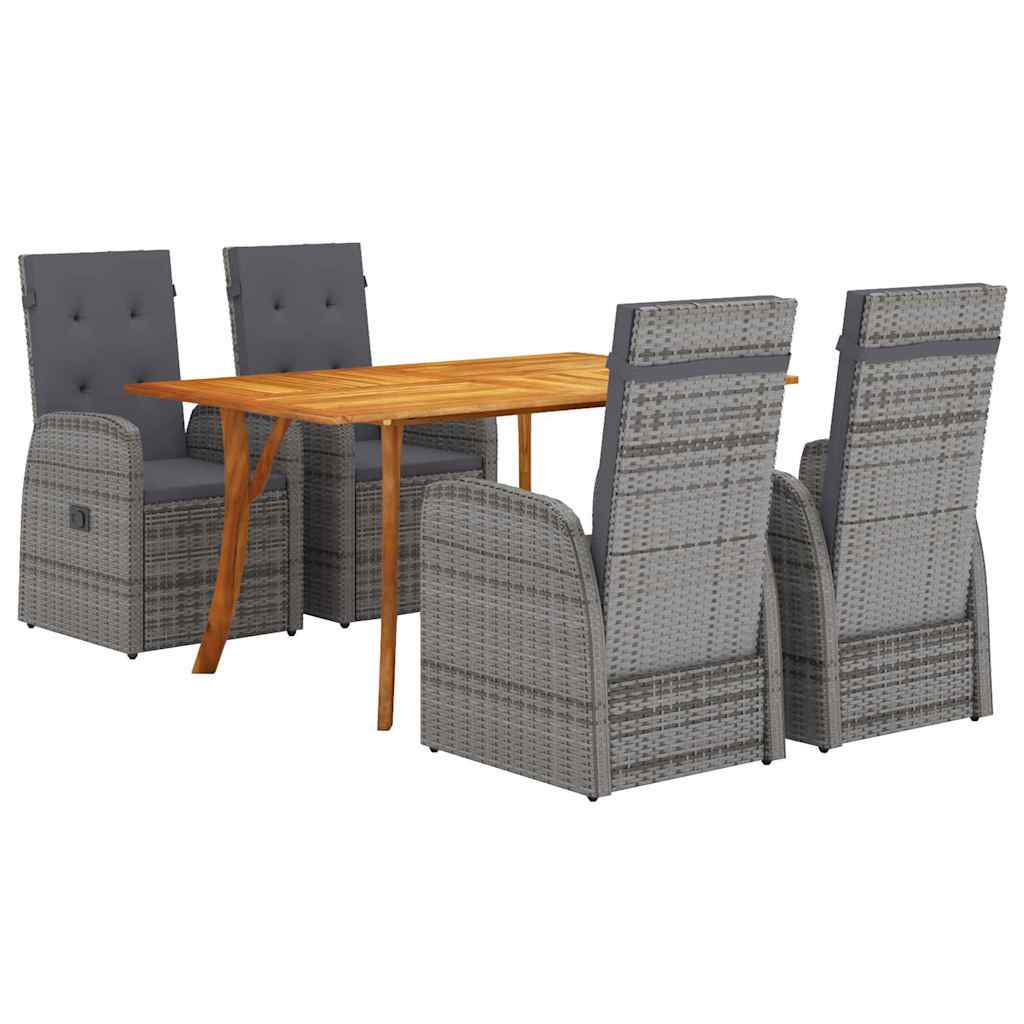 vidaXL Garden Dining Set 5 pcs Grey Poly Rattan 1