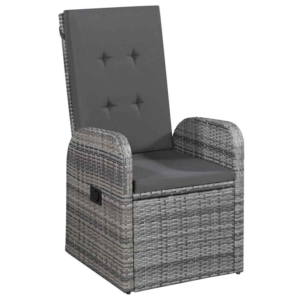 vidaXL Garden Dining Set 5 pcs Grey Poly Rattan 3