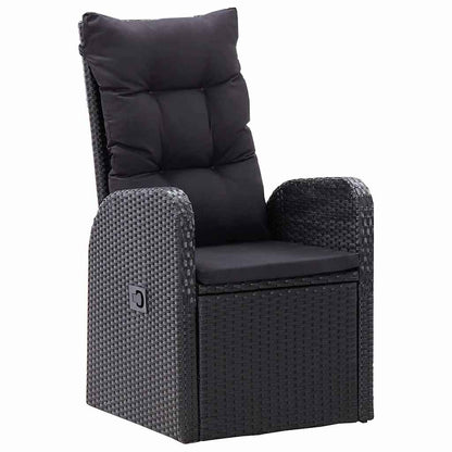 vidaXL Garden Dining Set 5 pcs Black Poly Rattan 3