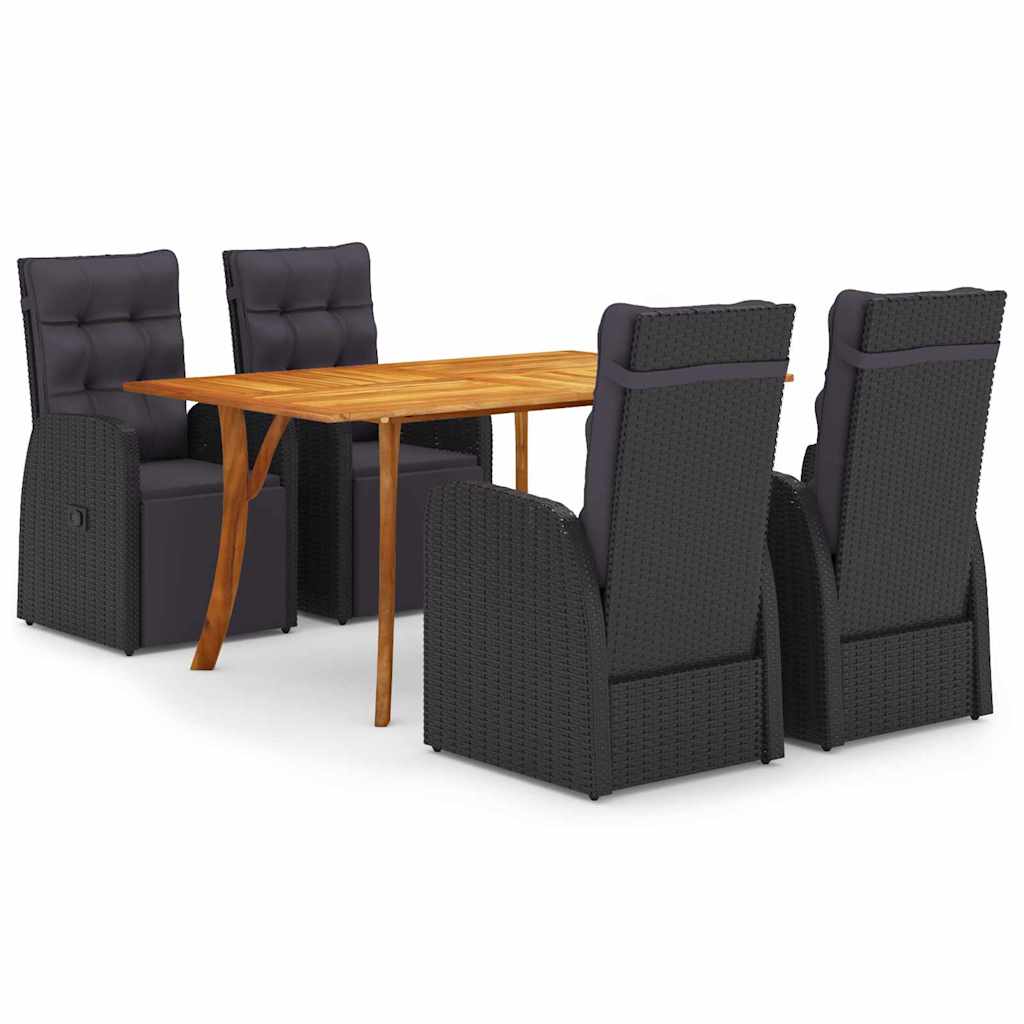 vidaXL Garden Dining Set 5 pcs Black Poly Rattan 2