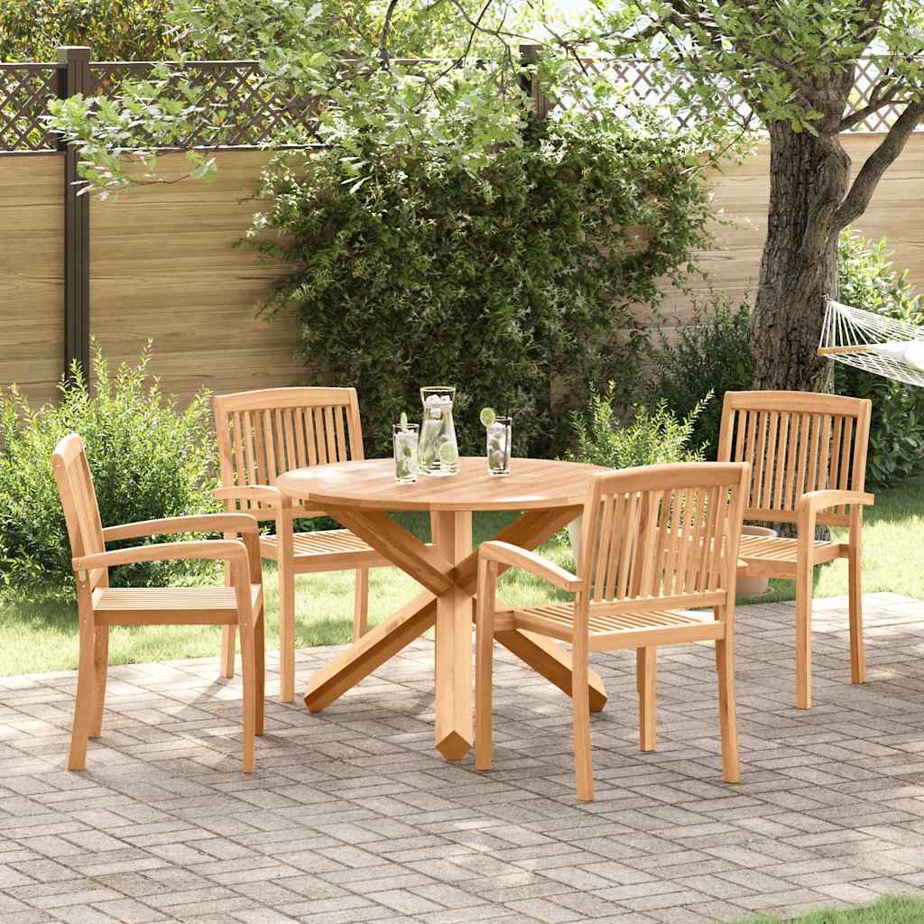vidaXL Garden Dining Set 5 pcs Natural Solid Acacia Wood 4