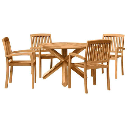 vidaXL Garden Dining Set 5 pcs Natural Solid Acacia Wood 2