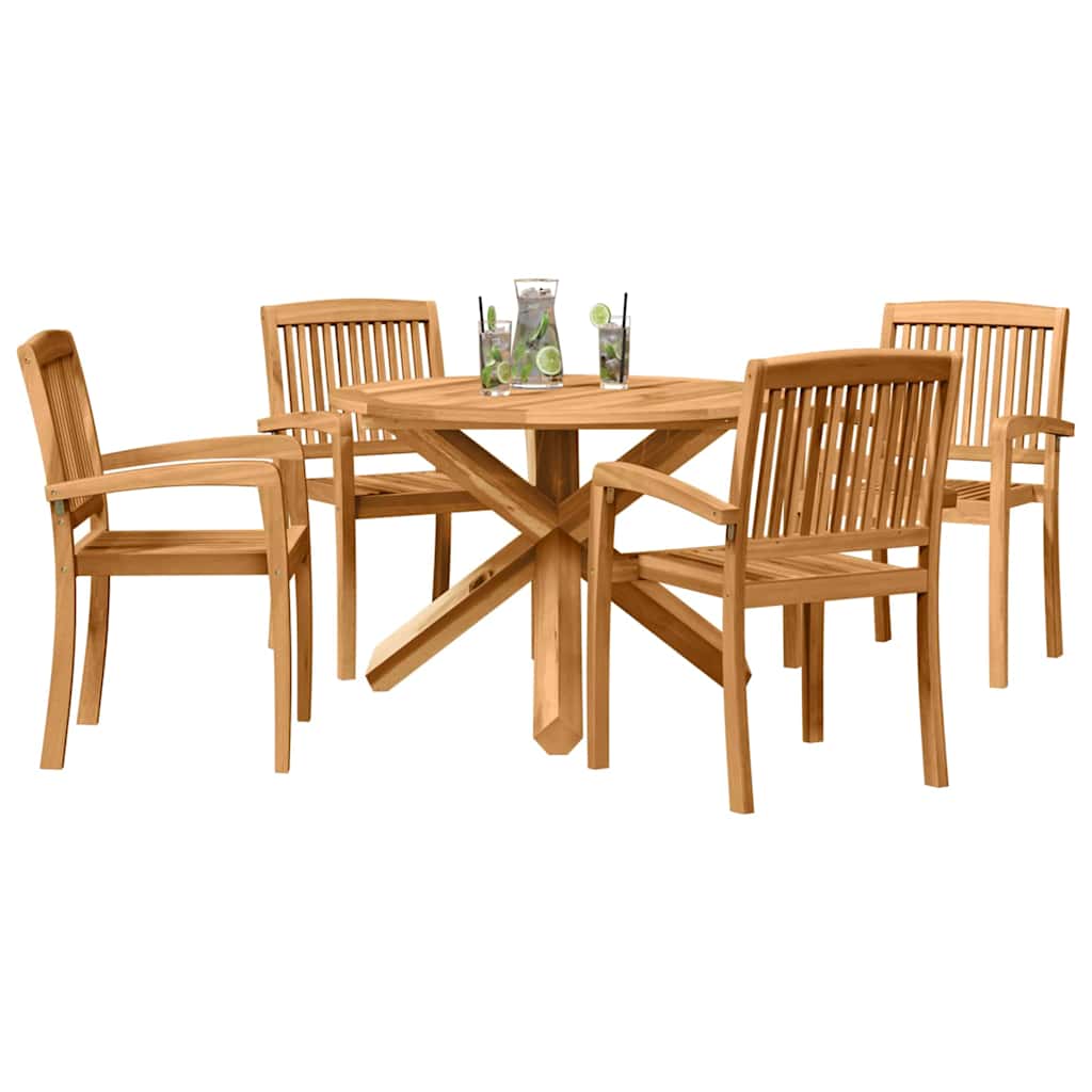 vidaXL Garden Dining Set 5 pcs Natural Solid Acacia Wood 3